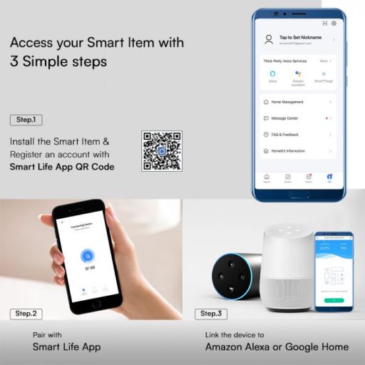 V-TAC MINI Online kapcsoló 1 gang, Amazon Alexa & Google Home kompatibilis - 23604