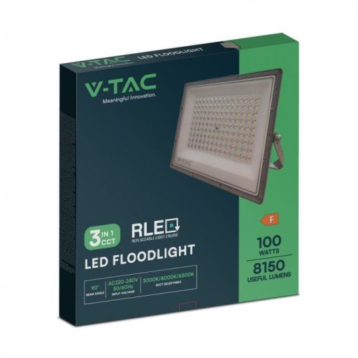 V-TAC 100W LED reflektor CCT 3in1 Szürke házas  - 23615