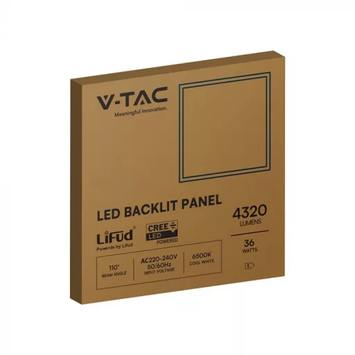 V-TAC Backlit LED panel 36W 120lm/W 595 x 595 mm (Cree Chip) 6500K  - 236256