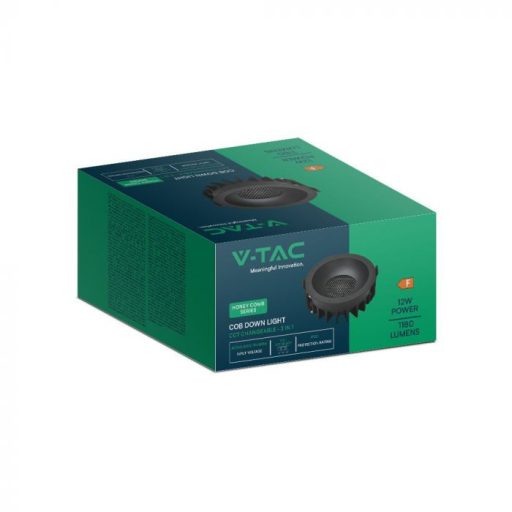 V-TAC Led beépíthető mélysugárzó COB -Méhsejt kialakítású 12W 3in1 - 23671