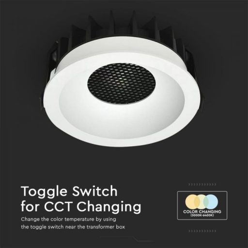 V-TAC Led beépíthető mélysugárzó COB -Méhsejt kialakítású 18W 3in1 - 23674