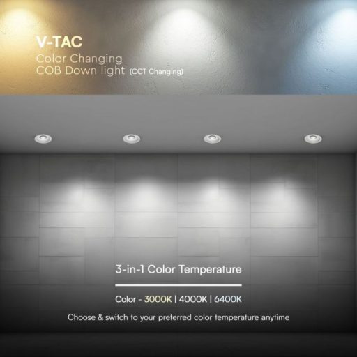 V-TAC Led beépíthető mélysugárzó COB -Méhsejt kialakítású 18W 3in1 - 23674