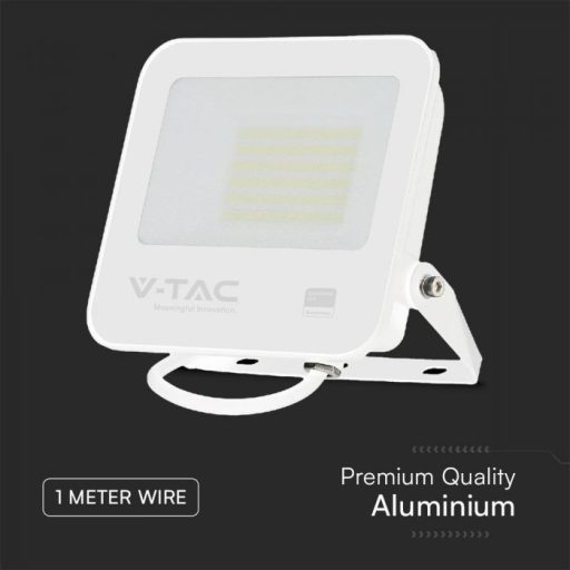 V-TAC LED reflektor 50W 4000K Fehér házas, Szürke matt üveggel, 1 m hosszú vezetékkel (SAMSUNG CHIP) -23689