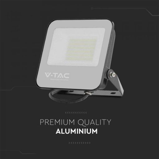 V-TAC LED reflektor 50W 4000K 160 L/W Fekete házas, Szürke matt üveggel, 1 m hosszú vezetékkel -23694