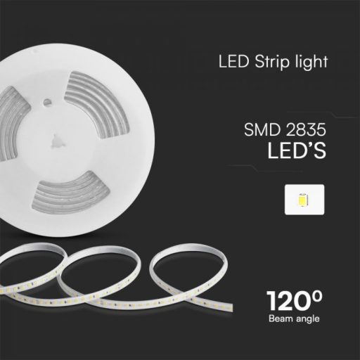 V-TAC LED szalag SMD2835 121LED/M 10.5W/M 220V IP65 3000K 10M/Tekercs - 23727