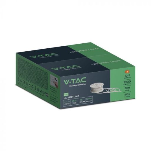 V-TAC LED szalag SMD2835 121LED/M 10.5W/M 220V IP65 3000K 50M/Tekercs - 23733