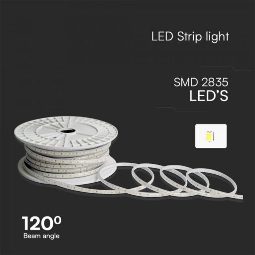 V-TAC LED szalag SMD2835 121LED/M 10.5W/M 220V IP65 6500K 50M/Tekercs - 23735