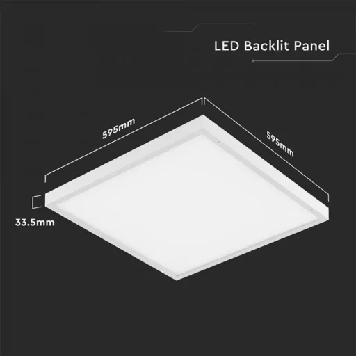 V-TAC Falon kívüli és süllyeszthető LED panel 36W 120lm/W 595 x 595 mm 4000K - 23765