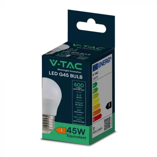 V-TAC LED izzó  E27 G45 6.5W 180° 4000K kisgömb - 23879