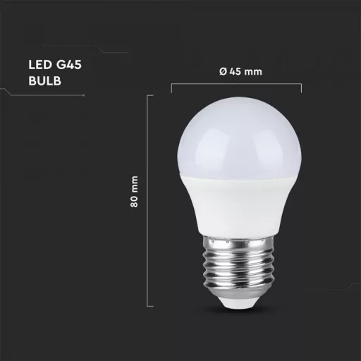 V-TAC LED izzó  E27 G45 6.5W 180° 4000K kisgömb - 23879