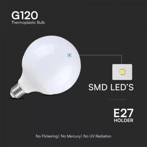 V-TAC LED izzó  E27 G120 22W 200° 4000K nagygömb - 23884