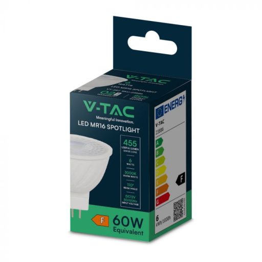 V-TAC LED spotlámpa  GU5.3 MR16 6W 12V 110° 3000K spot - 23886