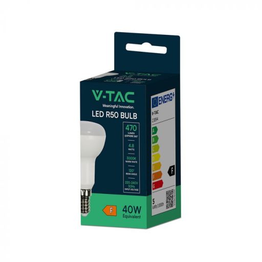 V-TAC LED izzó E14 R50 4,8W 120° 3000K spot - 23894