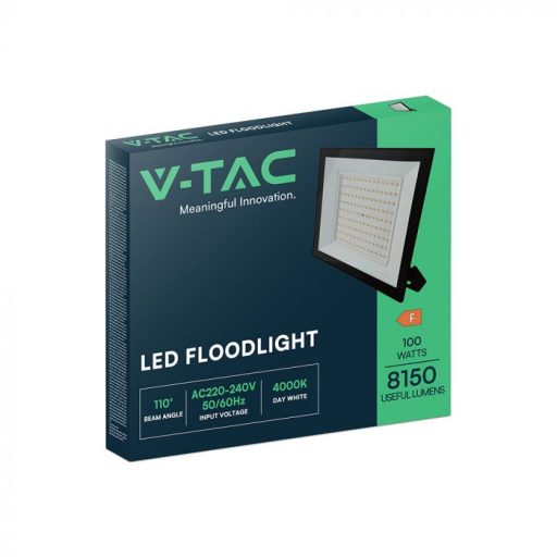 V-TAC 100W LED reflektor 110° 4000K fekete házas - 23980