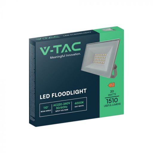 V-TAC 20W LED reflektor 110° 4000K fehér házas - 23983