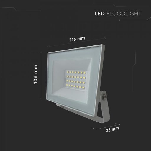 V-TAC 20W LED reflektor 110° 4000K fehér házas - 23983