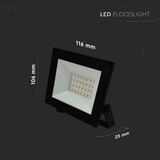 V-TAC 20W LED reflektor 110° 6500K fekete házas - 23986