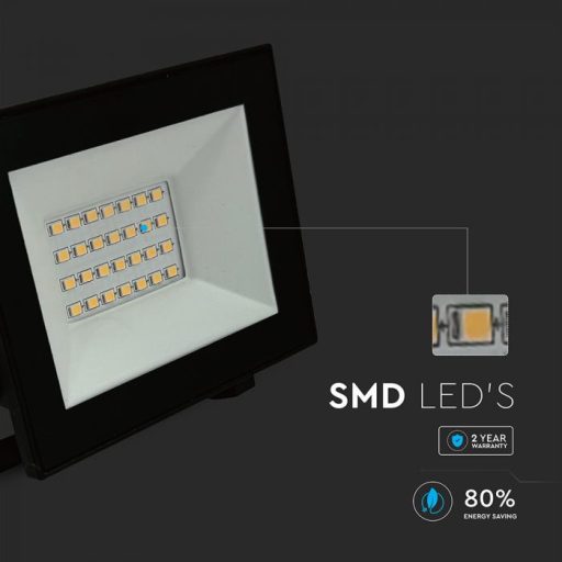 V-TAC 20W LED reflektor 110° 6500K fekete házas - 23986