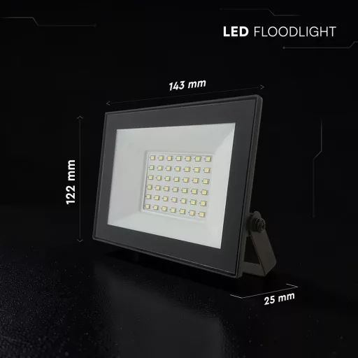 V-TAC 30W LED reflektor 110° 6500K fekete házas - 23994