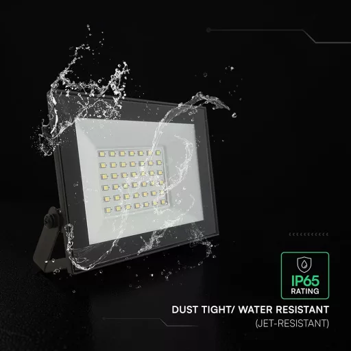 V-TAC 30W LED reflektor 110° 6500K fekete házas - 23994