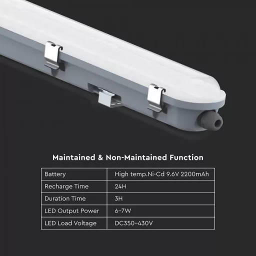 V-TAC 48W Vízálló LED armatúra tejfehér burával 150 cm 120° 120lm/W 6500K Vészvilágítással IP65 - 24014