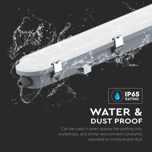 V-TAC 48W Vízálló LED armatúra tejfehér burával 150 cm 120° 120lm/W 6500K Mikrohullámú érzékelővel IP65 - 24017