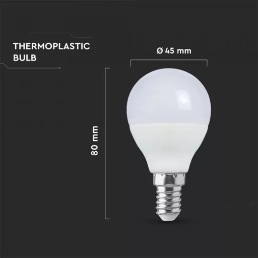 V-TAC LED izzó  E14 P45 6.5W 180° 4000K kisgömb - 24019