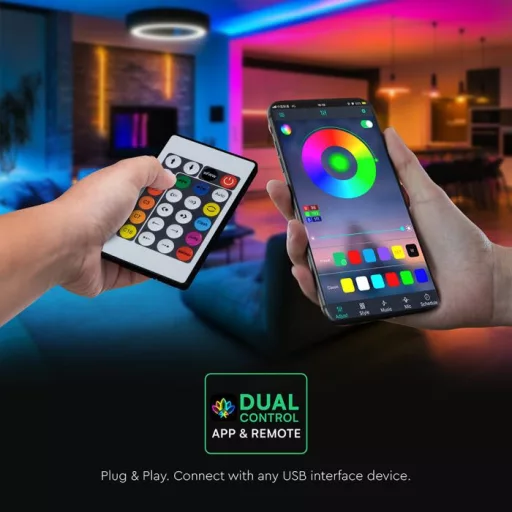 V-TAC Okos magic RGB NEON LED szalag vezérlővel 30LED/M 3W/M 5V IP20 RGB - 24050