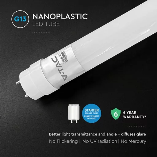 V-TAC 12W LED fénycső T8 G13 120 cm 150lm/W 160° (Cree Chip) 4000K  - 240666