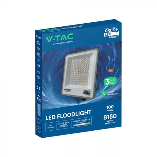 V-TAC 100W LED reflektor CCT 3in1 Fekete házas (Cree Chip) - 240716