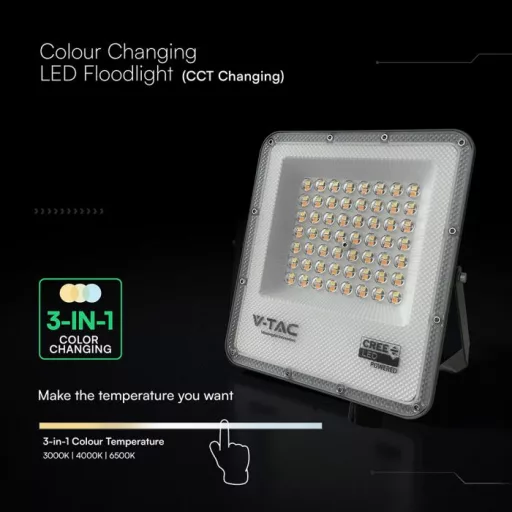 V-TAC 50W LED reflektor CCT 3in1 Fekete házas (Cree Chip) - 240736