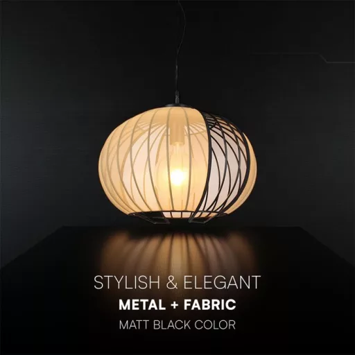 V-TAC E27 dekoratív függeszték ф400 - fekete + bézs - 24117