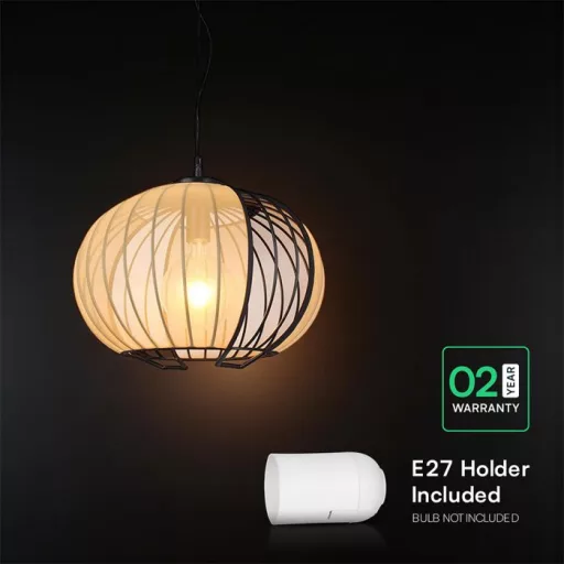 V-TAC E27 dekoratív függeszték ф400 - fekete + bézs - 24117