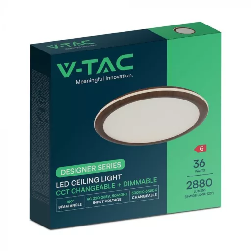 V-TAC LED dizájn lámpa - dimmelhető - 36W 3in1- fahatású kerettel - 24140