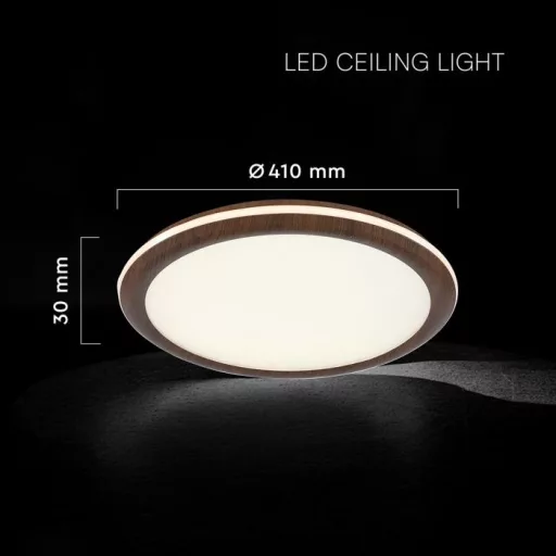 V-TAC LED dizájn lámpa - dimmelhető - 36W 3in1- fahatású kerettel - 24140