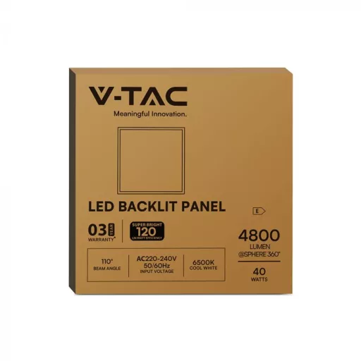 V-TAC Vékony Backlit LED panel 40W 600 x 600 mm 120LM/W 4000K - 24141