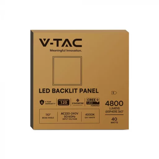 V-TAC Backlit LED panel 40W 600 x 600 mm 120LM/W (Cree Chip) 4000K - 241456