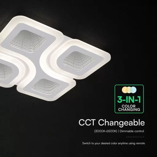 V-TAC 70W Dekoratív mennyezeti LED lámpa távirányítóval 3in1  - 24174