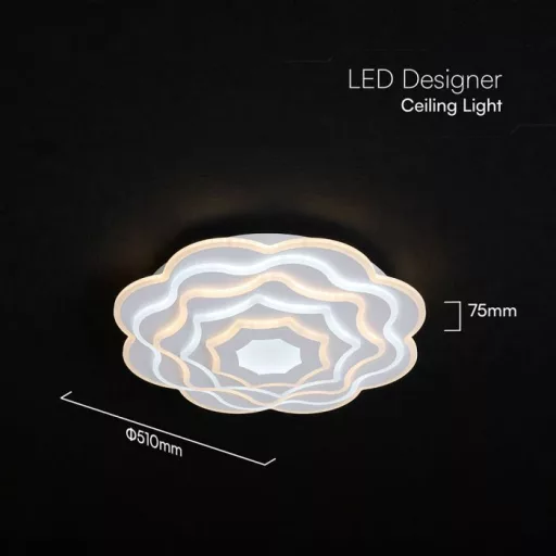 V-TAC 100W Dekoratív mennyezeti LED lámpa távirányítóval 3in1  - 24175