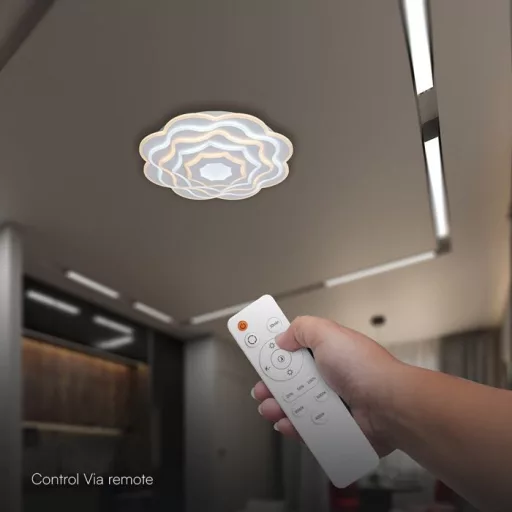 V-TAC 100W Dekoratív mennyezeti LED lámpa távirányítóval 3in1  - 24175