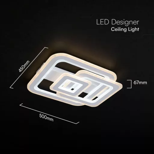 V-TAC 80W Dekoratív mennyezeti LED lámpa távirányítóval 3in1  - 24176