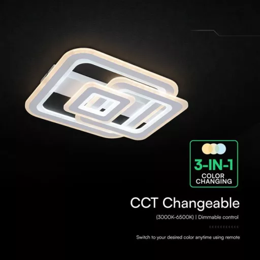 V-TAC 80W Dekoratív mennyezeti LED lámpa távirányítóval 3in1  - 24176