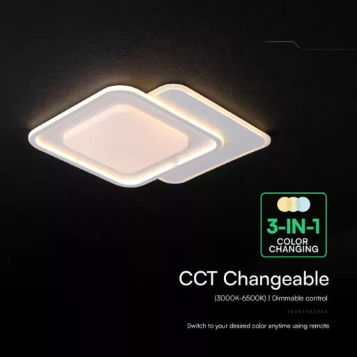 V-TAC 60W Dekoratív mennyezeti LED lámpa távirányítóval 3in1  - 24177