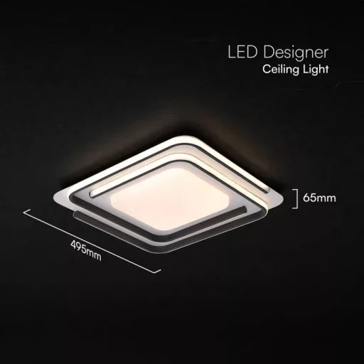 V-TAC 60W Dekoratív mennyezeti LED lámpa távirányítóval 3in1  - 24178