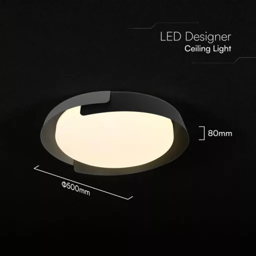 V-TAC Smart Dekoratív mennyezeti LED lámpa távirányítóval 48W 3in1 szürke/fekete  - 24185