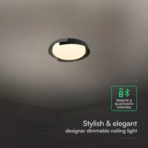 V-TAC Smart Dekoratív mennyezeti LED lámpa távirányítóval 48W 3in1 szürke/fekete  - 24185