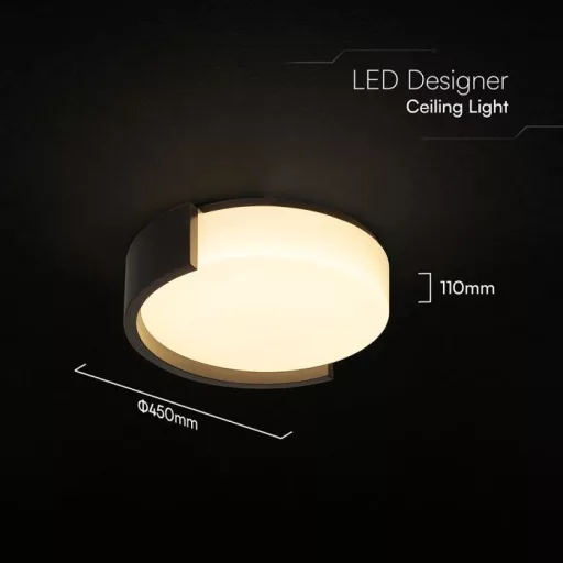 V-TAC Smart Dekoratív mennyezeti LED lámpa távirányítóval 48W 3in1 fekete  - 24188