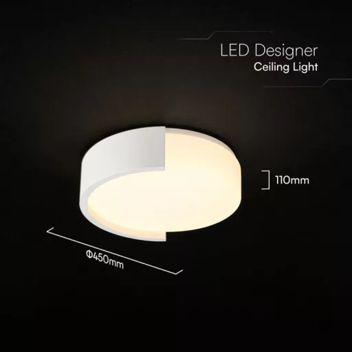 V-TAC Smart Dekoratív mennyezeti LED lámpa távirányítóval 48W 3in1 fehér  - 24189