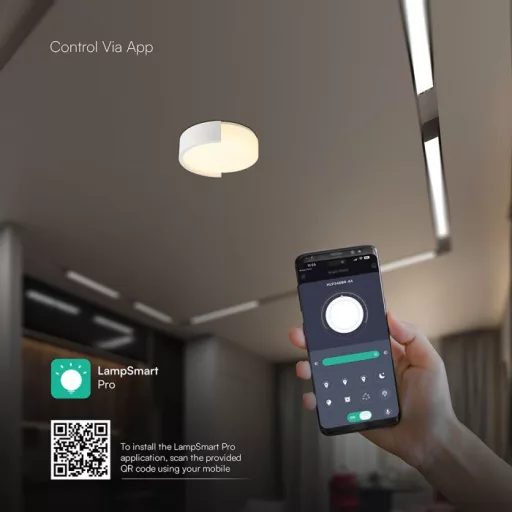 V-TAC Smart Dekoratív mennyezeti LED lámpa távirányítóval 48W 3in1 fehér  - 24189