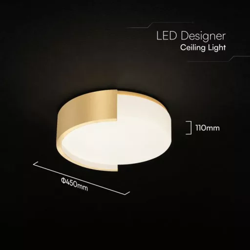 V-TAC Smart Dekoratív mennyezeti LED lámpa távirányítóval 48W 3in1 arany  - 24190